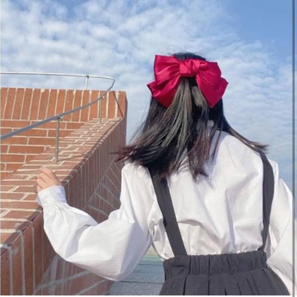 5for$10 Bow Hair Clips Dark Red Large Satin French Snap Ponytail Accessories - Picture 5 of 16